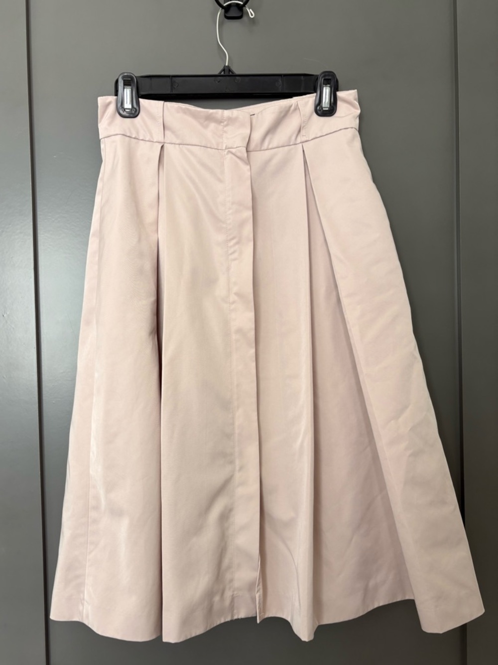 Zara Basic Pleated A-Line Midi Skirt - Light Blush